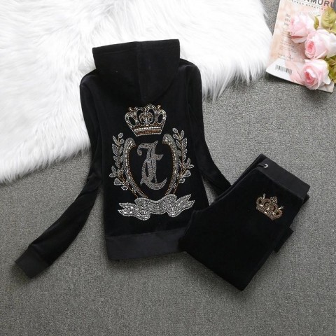 Women's Velvet Tracksuit 2024 Fall Elegant Two Piece Pants Set