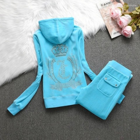 Women's Velvet Tracksuit 2024 Fall Elegant Two Piece Pants Set