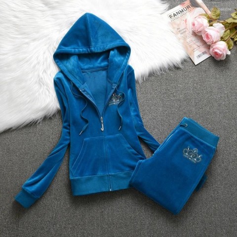 Women's Velvet Tracksuit 2024 Fall Elegant Two Piece Pants Set