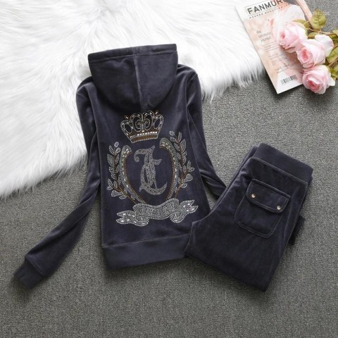 Women's Velvet Tracksuit 2024 Fall Elegant Two Piece Pants Set