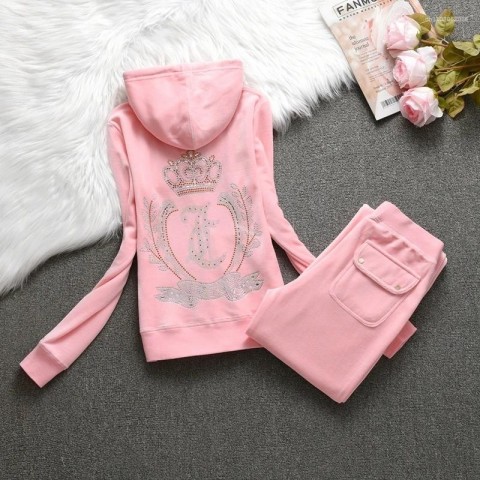 Women's Velvet Tracksuit 2024 Fall Elegant Two Piece Pants Set