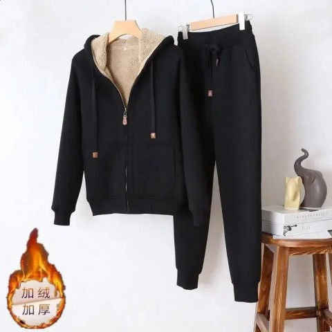 Autumn Winter Women's Luxurious Acetate Hoodie & Harem Pants Set