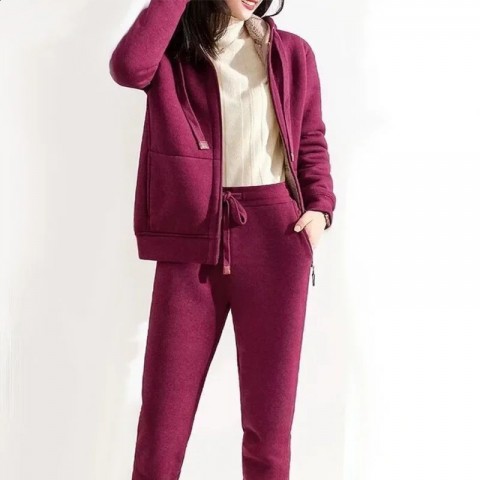 Autumn Winter Women's Luxurious Acetate Hoodie & Harem Pants Set