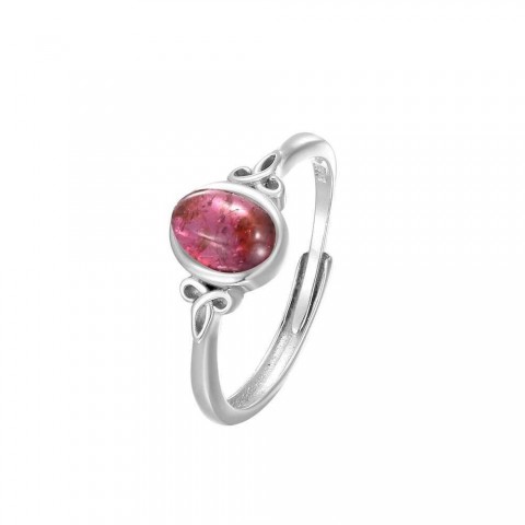 7mm x 5mm Oval Garnet Adjustable Sterling Silver Wedding Ring for Women