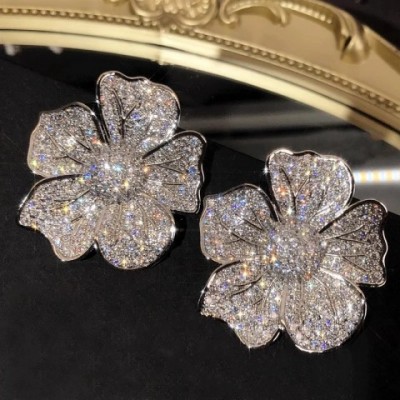 Huitan Women's Dangle Bohemian Earrings with Large Sparkling CZ for Weddings