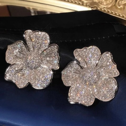 Huitan Women's Dangle Bohemian Earrings with Large Sparkling CZ for Weddings