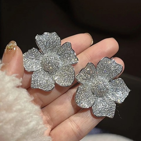 Huitan Women's Dangle Bohemian Earrings with Large Sparkling CZ for Weddings