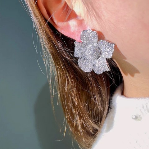 Huitan Women's Dangle Bohemian Earrings with Large Sparkling CZ for Weddings