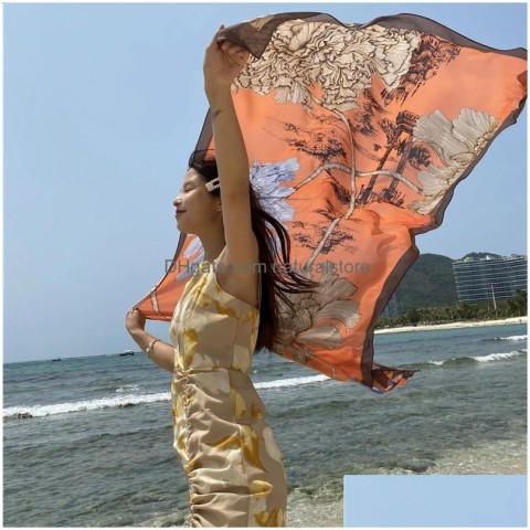 Elegant Floral Sarong Wrap for Women Beach Cover-Up 90x180cm