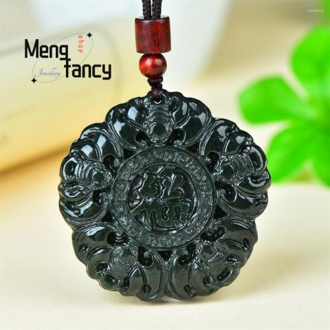 Exquisite Wufu Bat Pendant in Natural Hetian Jade for Unisex Luxury Necklace Gift