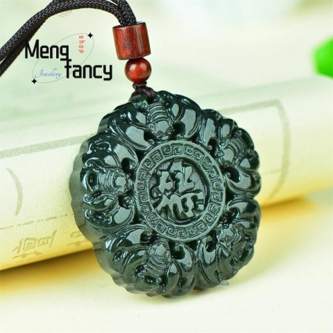 Exquisite Wufu Bat Pendant in Natural Hetian Jade for Unisex Luxury Necklace Gift