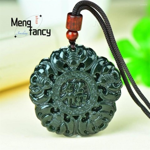 Exquisite Wufu Bat Pendant in Natural Hetian Jade for Unisex Luxury Necklace Gift