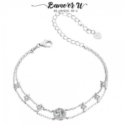 Bamoer Sparkling Moissanite Adjustable Bangle for Women - VVS1 EX Quality