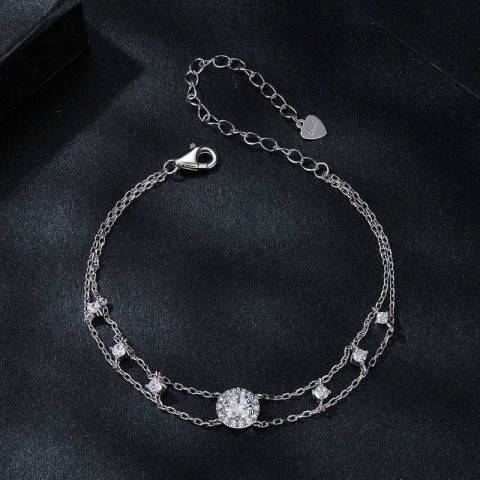 Bamoer Sparkling Moissanite Adjustable Bangle for Women - VVS1 EX Quality