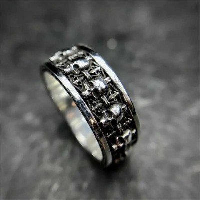 Vintage Gothic Punk Adjustable Skull Ring for Unisex