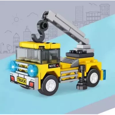 8-Piece ABS Plastic Self-Locking Bricks for Boys - Build City Vehicles & Puzzle Toys