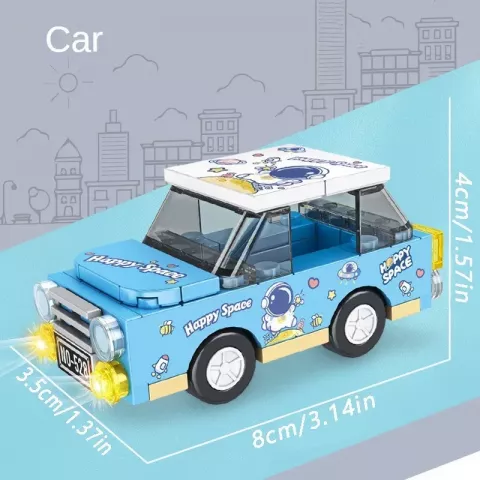8-Piece ABS Plastic Self-Locking Bricks for Boys - Build City Vehicles & Puzzle Toys