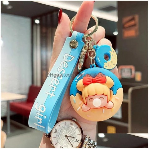 Cute Cartoon Keychains & Lanyards - Soft Leather Bag Key Ring Accessories by F Dhexw