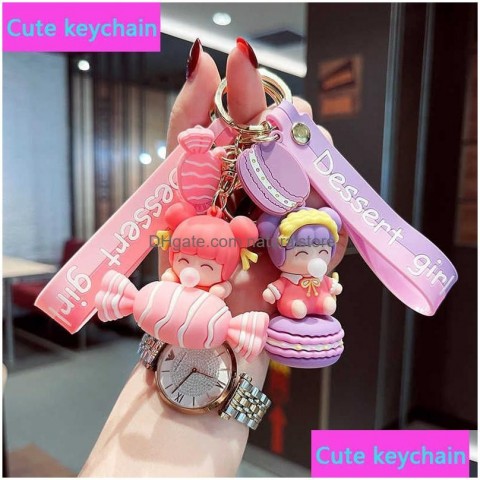 Cute Cartoon Keychains & Lanyards - Soft Leather Bag Key Ring Accessories by F Dhexw