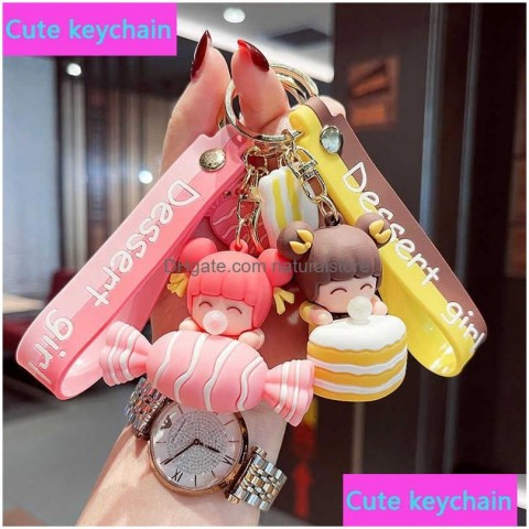 Cute Cartoon Keychains & Lanyards - Soft Leather Bag Key Ring Accessories by F Dhexw