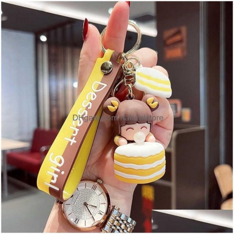 Cute Cartoon Keychains & Lanyards - Soft Leather Bag Key Ring Accessories by F Dhexw