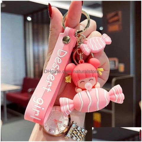Cute Cartoon Keychains & Lanyards - Soft Leather Bag Key Ring Accessories by F Dhexw