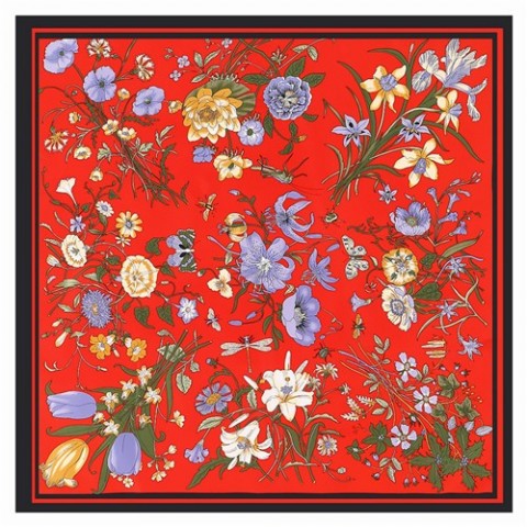 Luxury Twill Silk Scarf for Women - Large Floral Print Hijab