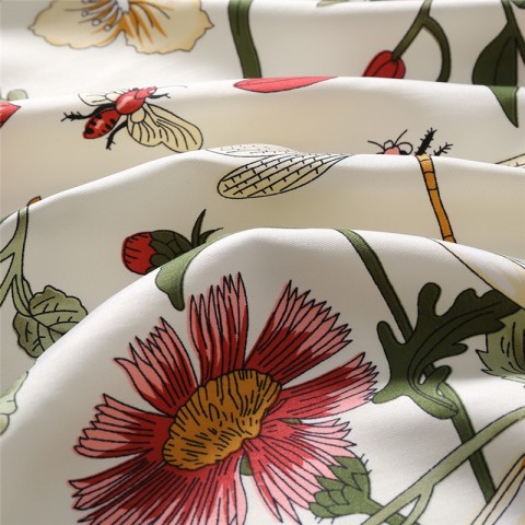 Luxury Twill Silk Scarf for Women - Large Floral Print Hijab