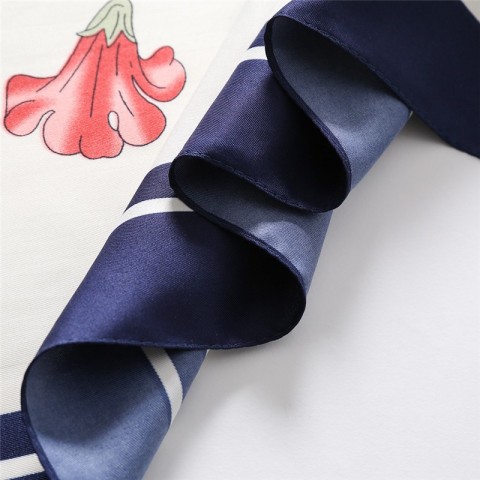 Luxury Twill Silk Scarf for Women - Large Floral Print Hijab