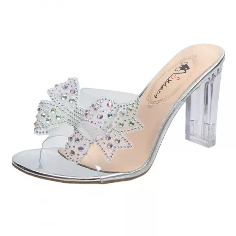 Summer Wind Transparent Crystal Heels - Sexy Red Net Sandals for Women