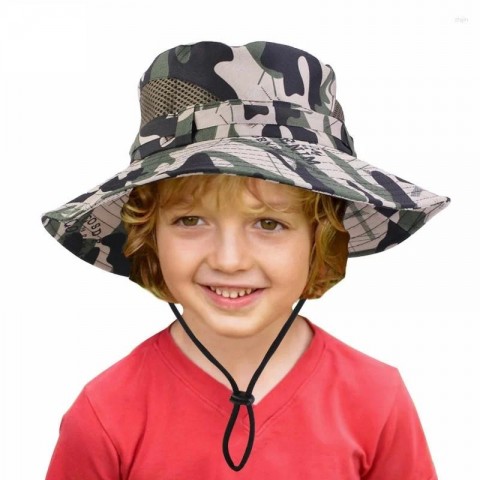 Camouflage Beret Bucket Hats for Kids - Summer Outdoor Protection UPF 50