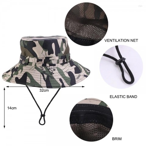 Camouflage Beret Bucket Hats for Kids - Summer Outdoor Protection UPF 50