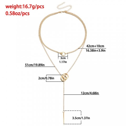 Zuo Wen Women's Cool Pendant Necklaces with Double Circle Collarbone Chain and Turquoise Tassel