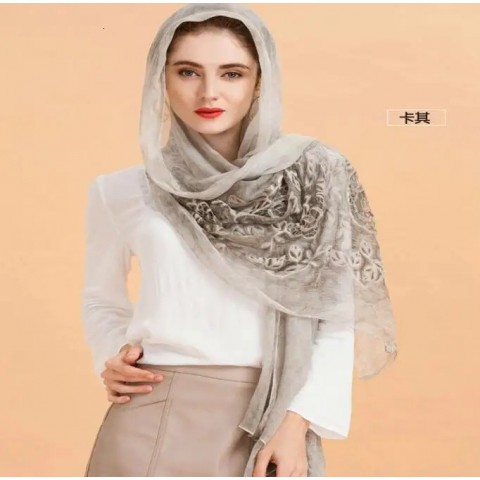 SLKSCF Men's Embroidered Silk Shawl, 180x110CM, Fashionable Wrap for Sports