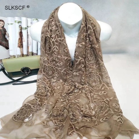 SLKSCF Men's Embroidered Silk Shawl, 180x110CM, Fashionable Wrap for Sports