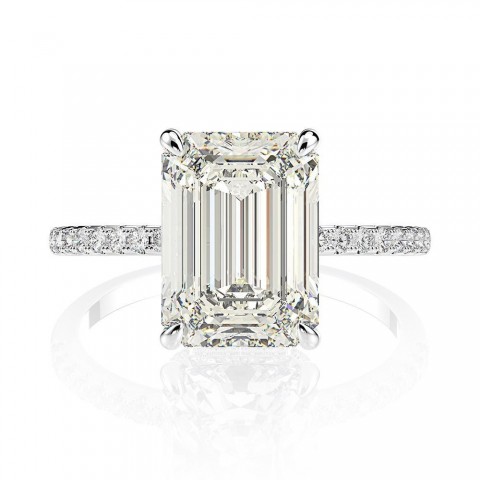 Luxury Women's 925 Sterling Silver Engagement Ring with 4Ct Square Radiant Cut Cubic Zirconia