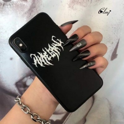 Clmj Bold Cyber Punk Flame Text Case for iPhone 11 13 7 8 Plus X XR 12 Unisex
