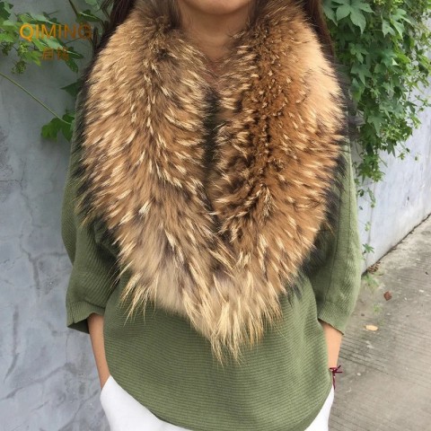 Real Fur Pashmina Scarf for Men and Women, Warm Winter Fur Collar