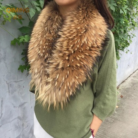 Real Fur Pashmina Scarf for Men and Women, Warm Winter Fur Collar