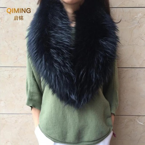 Real Fur Pashmina Scarf for Men and Women, Warm Winter Fur Collar