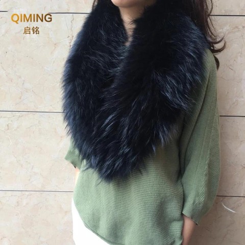 Real Fur Pashmina Scarf for Men and Women, Warm Winter Fur Collar