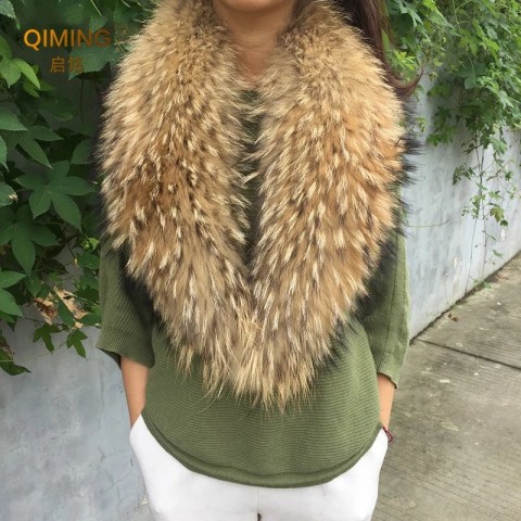 Real Fur Pashmina Scarf for Men and Women, Warm Winter Fur Collar