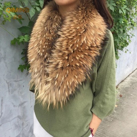 Real Fur Pashmina Scarf for Men and Women, Warm Winter Fur Collar