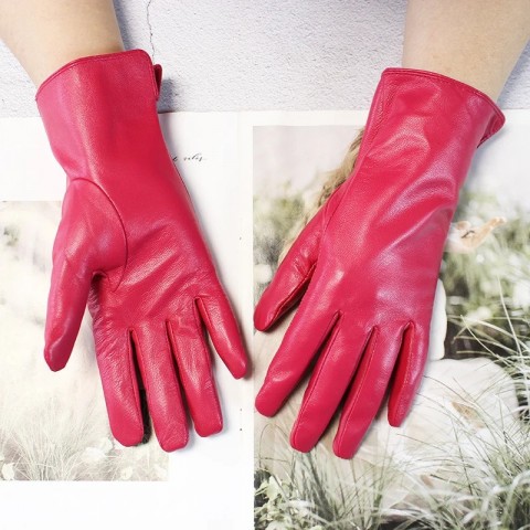 Wool Lined Women's Sheepskin Leather Gloves for Fall Winter Car and Motorcycle Riding