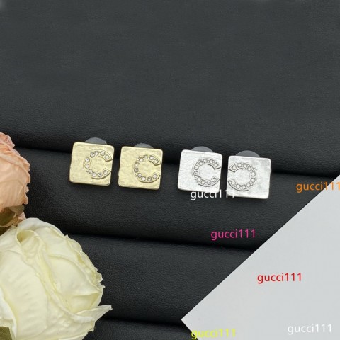 Luxury Designer Cube Heart Stud Earrings for Women and Men - 18K Gold Plated Silver