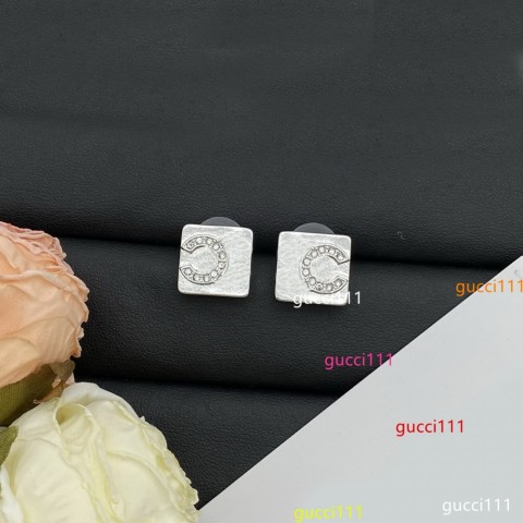 Luxury Designer Cube Heart Stud Earrings for Women and Men - 18K Gold Plated Silver