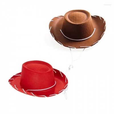 Children's Adjustable Woody Beret Hat - Brown & Red Felt