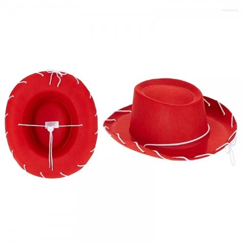 Children's Adjustable Woody Beret Hat - Brown & Red Felt