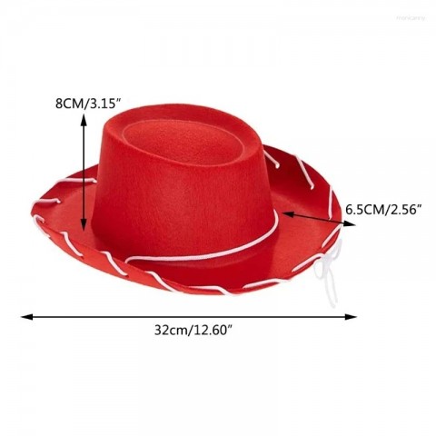 Children's Adjustable Woody Beret Hat - Brown & Red Felt