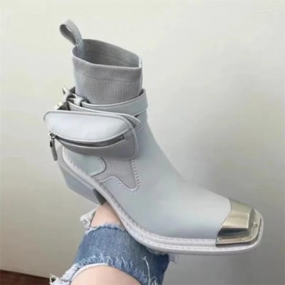 Designer Men's Black Leather Ankle Boots with Thick Sole